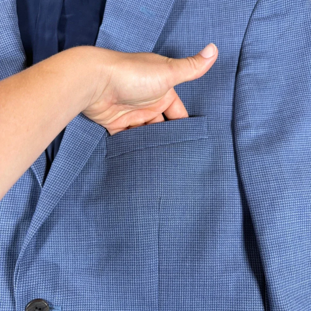 Jos. A. Bank Sport Coat Mens 40 Regular Blue Traveler Tailored Fit 100% Wool